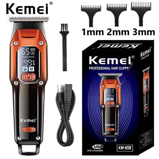 Kemei KM-658 LCD USB-Haarschneider für Friseure