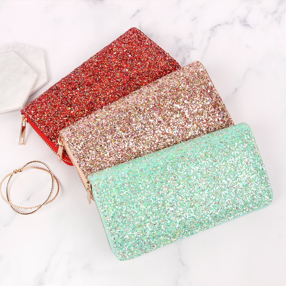 Glitter Zipper Wallet