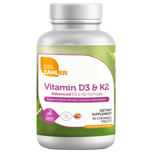 Zahler - Vitamin D3 & K2 Chewable Supplement (90 Count) - Certified Kosher K2 D3 Vitamin 5000 IU Delicious Chew Tablet - Vitamin D & K2 for Calcium Absorption Bone Density & Immune Support
