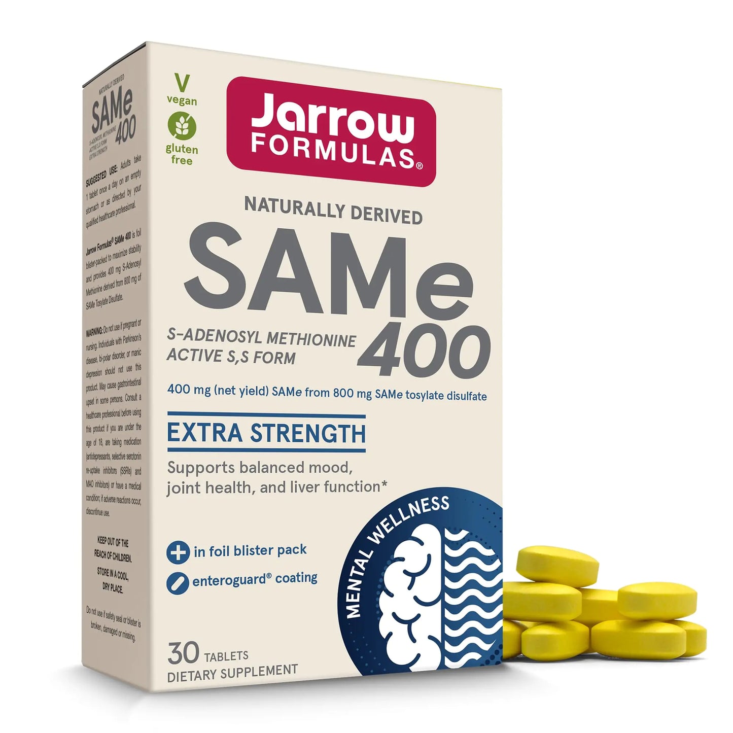 SAMe 400 mg Supports Joint Health Liver Function Brain Metabolism 30 Tablets Up To a 30 Day Supply