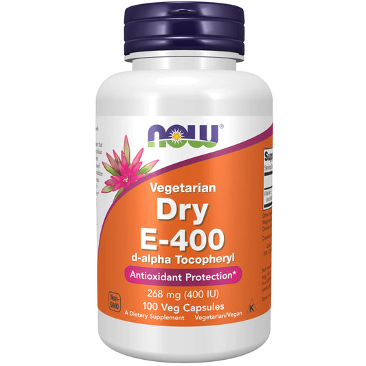 NOW Foods Supplements Vitamin E-400 IE D-Alpha-Tocopheryl, trockener antioxidativer Schutz*, 100 pflanzliche Kapseln
