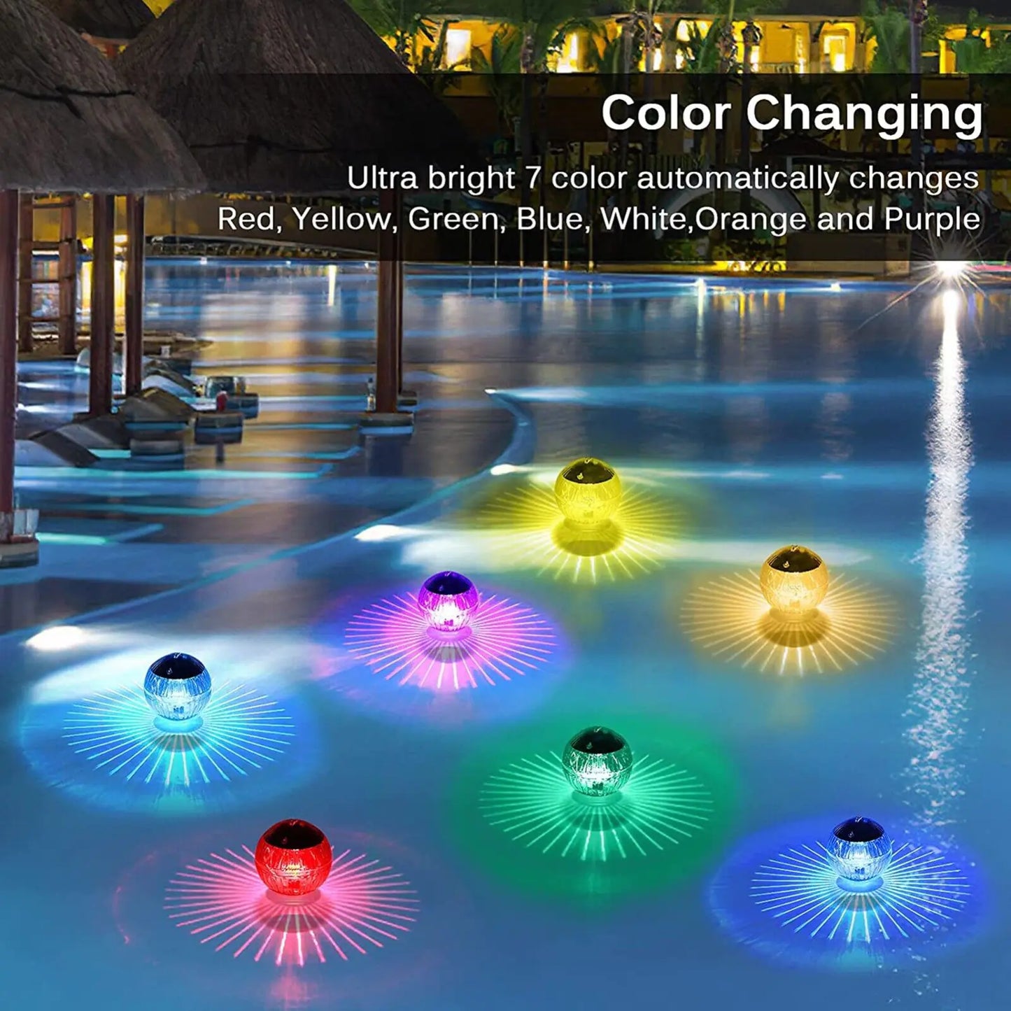 Outdoor Solar LED Floating Light Garden Pond Pool Lampe rotierende RGB -Farbwechsel