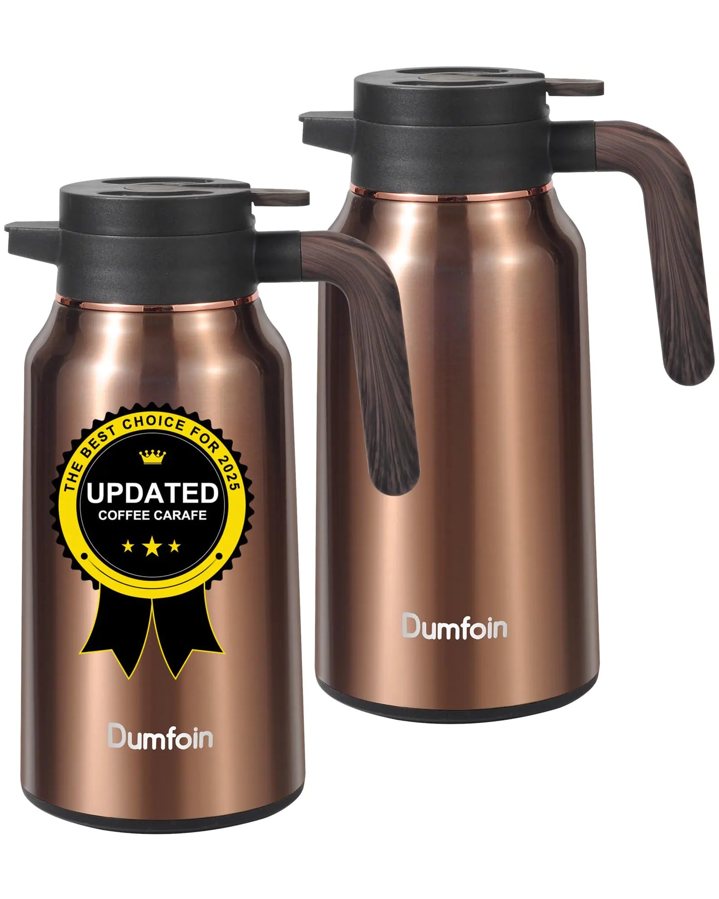 Carafes for Hot Liquids 70 oz - 36 Hour Stainless Steel Thermal Coffee Carafe-Insulated Coffee Carafes For Keeping Hot/Cold Coffee Tea Water Drink Dispenser for Parties(2 gold)