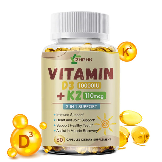 D3 K2 Vitamin 10000 IU K2 Vitamin with D3 Supplement High Potency Non-GMO Formula Immune Supports Bone & Heart Health Microingredients Vitamin D3 K2 Complex (MK-4 & MK-7) 60 Softgels