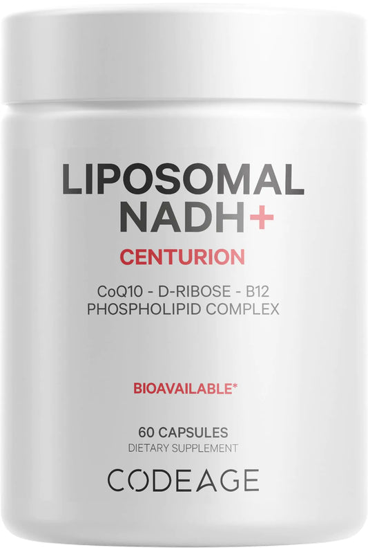 Codeage Liposomal NADH+ Supplement - NADH Vitamin B12 D-Ribose as Bioenergy Ribose CoQ10-2-Month Supply - Liposomal Delivery - β-Nicotinamide Adenine Dinucleotide Pills - Non-GMO - 60 Capsules