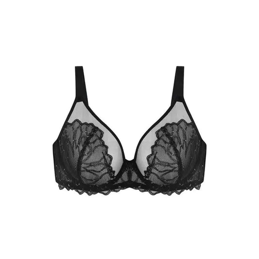 Full Coverage Unlined Underwire Bra, HSIA Winter Sonata Embroidered Lace Trim