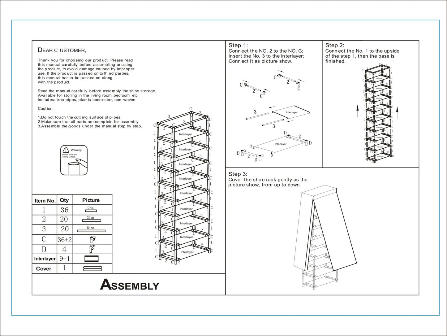 10 Layer 9 Grid Shoe Storage Closet