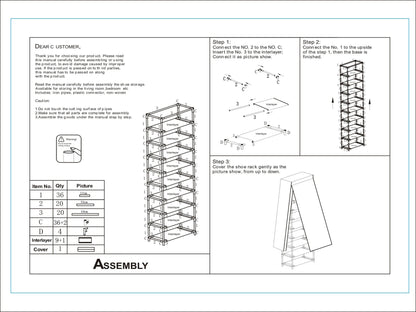 10 Layer 9 Grid Shoe Storage Closet