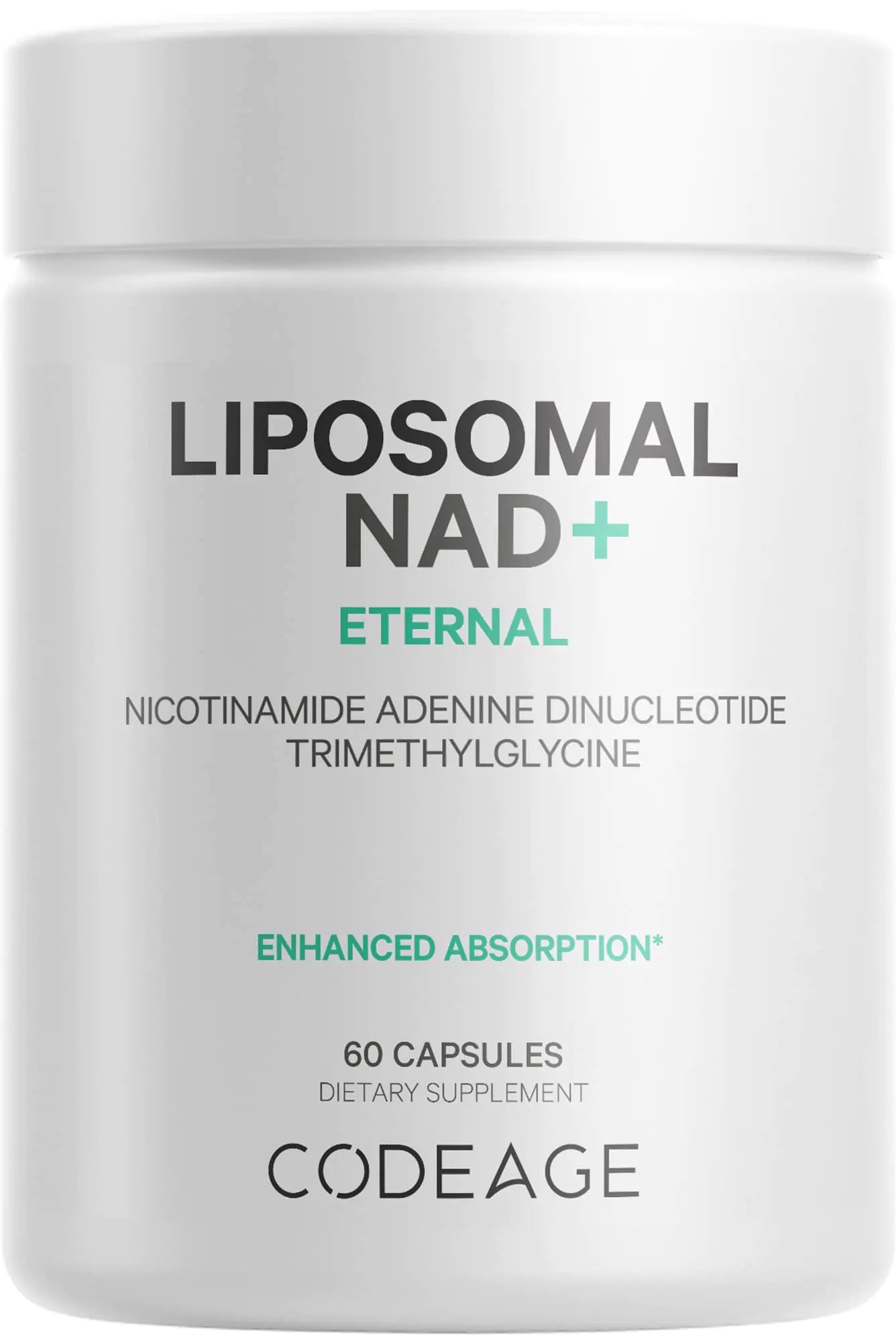 Codeage Liposomal NAD+ Supplement - NAD Nicotinamide Adenine Dinucleotide Coenzyme Pills - 500 mg NAD+ Per Serving & Betaine Anhydrous - Liposomal Delivery - Vegan Non-GMO Gluten-Free - 60 Capsules
