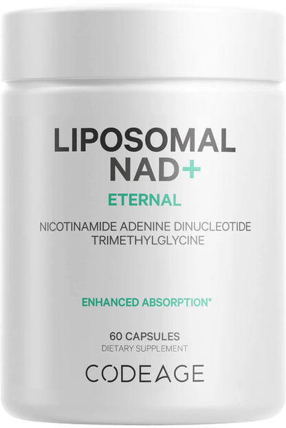 Codeage Liposomal NAD+ Supplement - NAD Nicotinamide Adenine Dinucleotide Coenzyme Pills - 500 mg NAD+ Per Serving & Betaine Anhydrous - Liposomal Delivery - Vegan Non-GMO Gluten-Free - 60 Capsules