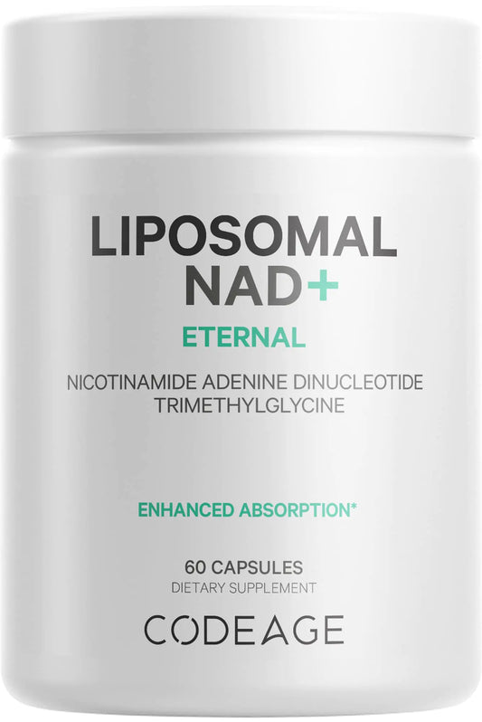 Codeage Liposomal NAD+ Supplement - NAD Nicotinamide Adenine Dinucleotide Coenzyme Pills - 500 mg NAD+ Per Serving & Betaine Anhydrous - Liposomal Delivery - Vegan Non-GMO Gluten-Free - 60 Capsules