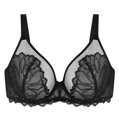 Full Coverage Unlined Underwire Bra, HSIA Winter Sonata Embroidered Lace Trim