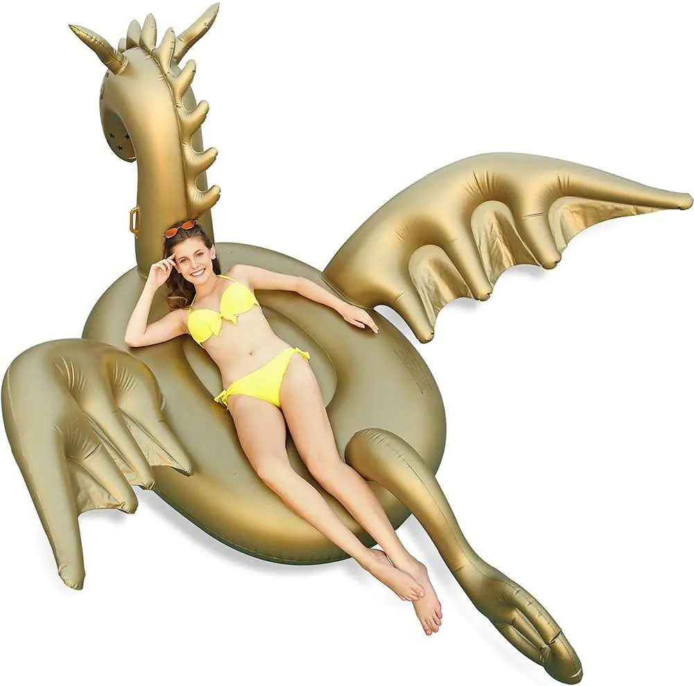 Giant Inflatable 103" Golden Dragon Pool Float - Luxury Float