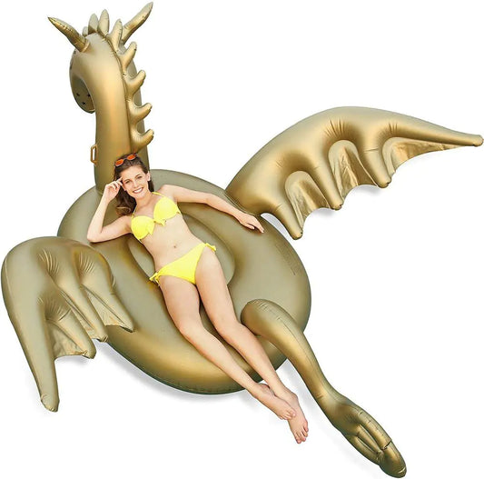 Giant Inflatable 103" Golden Dragon Pool Float - Luxury Float