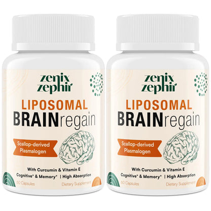 Liposomal Brain Supplements for Memory and Focus - Plasmalogen with Curcumin & Vitamin E for Better Absorption- Suitable for SeniorsAdult Men & Women Cognitive HealthHigh Potency 120 Servings