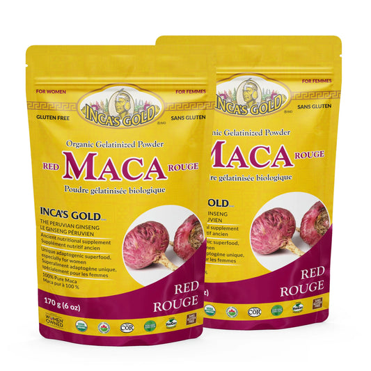 Incas Gold Organic Red Maca Gelatinized Powder 12 oz (340g) Combo Pack (Pack of 2)