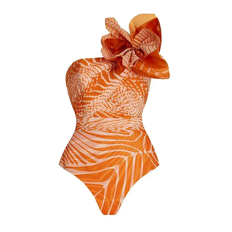2024 Cross-Border One-Shoulder Floral Bikini Set