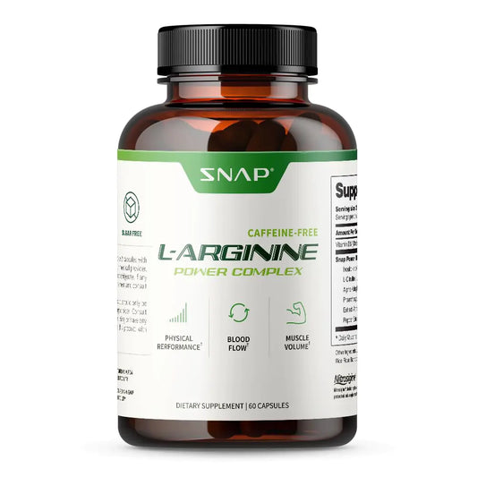 Snap L Arginine Capsules - Blood Circulation Supplements with Nitrosigine & L Citrulline for Natural Energy Increase Blood Flow & Muscle Growth Herbs for Cardio Health (60 Capsules)