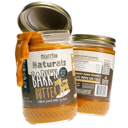Mighty Paw Barkn Butter Peanut Butter for Dogs (2 Pack) | 100% Natural Single Ingredient Dog Peanut Butter. Dog Safe Peanut Butter Snack. Spreadable Peanuts for Pets. Made in USA