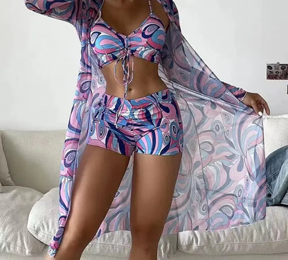 2024 Women's Three-Piece High Waist Bikini Set