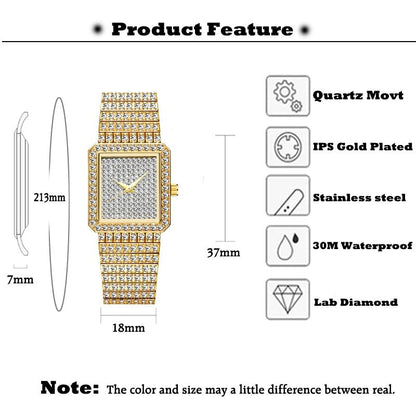 Ladies Gold Square Watch - Walter - Mall