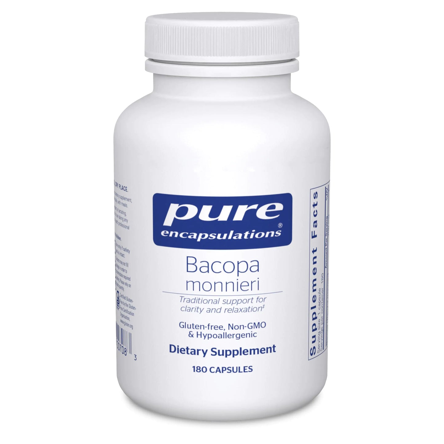 Bacopa Monnieri PURE Supplement for Brain Memory Concentration and Stress Support* | 180 Capsules, Pure Encapsulations