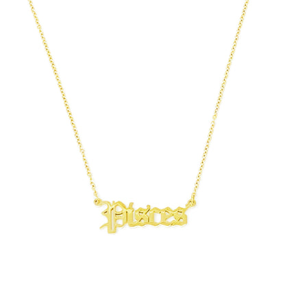 Old English Zodiac Necklace - Walter - Mall
