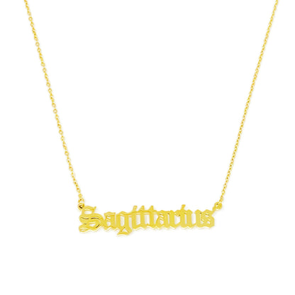 Old English Zodiac Necklace - Walter - Mall