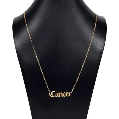 Old English Zodiac Necklace - Walter - Mall