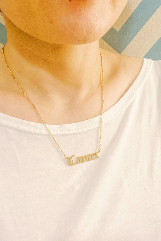 Old English Zodiac Necklace - Walter - Mall