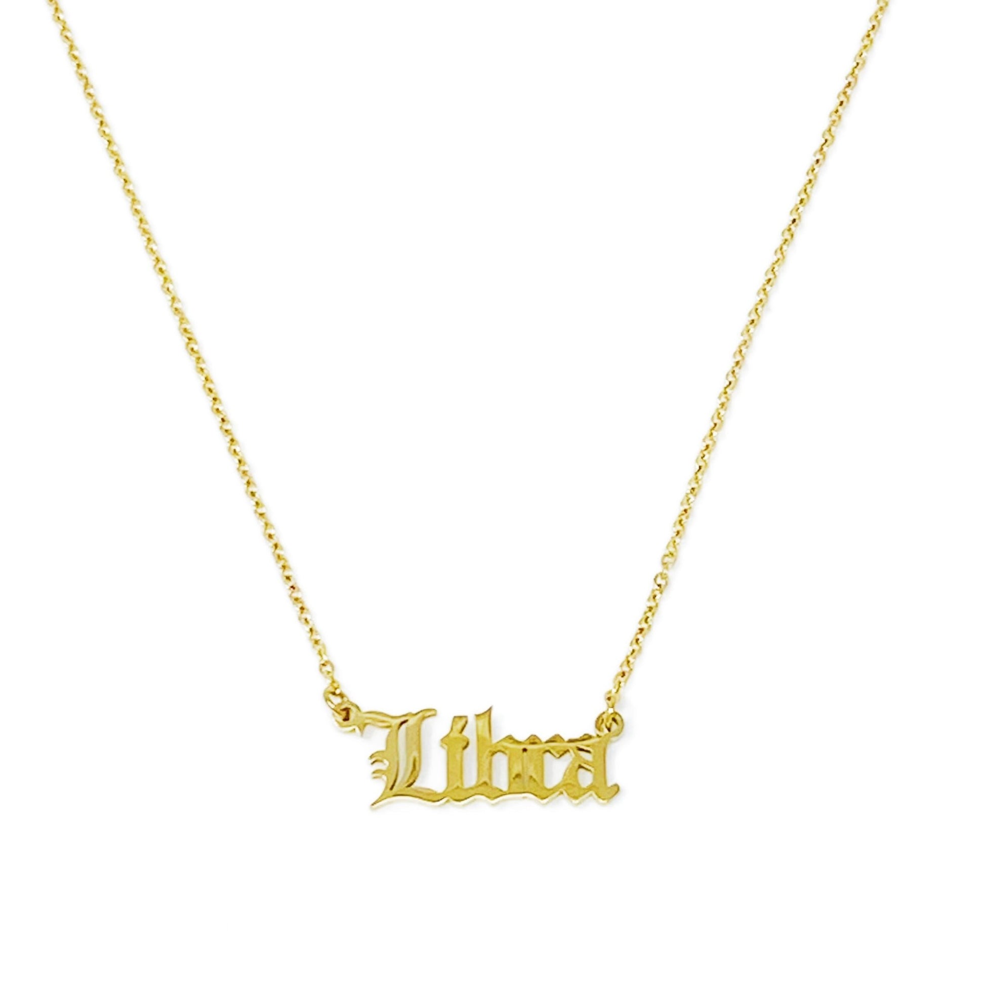 Old English Zodiac Necklace - Walter - Mall