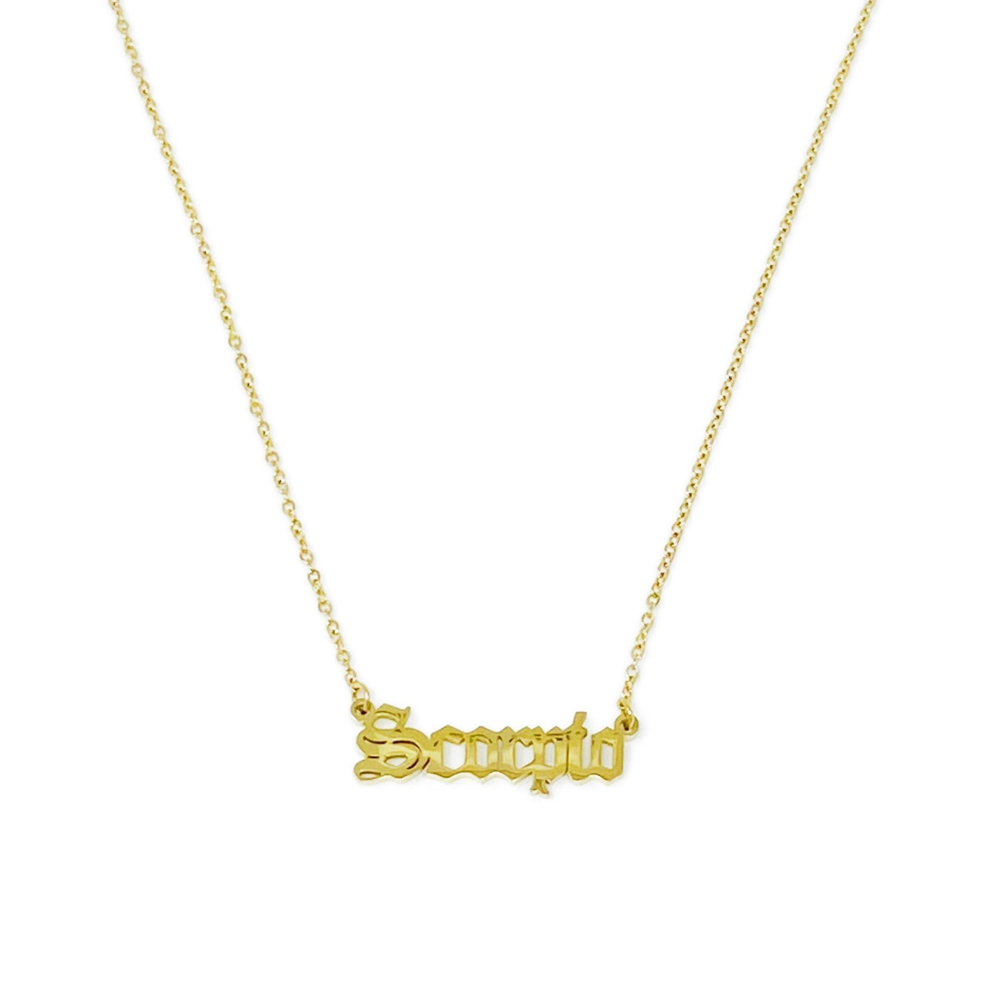 Old English Zodiac Necklace - Walter - Mall