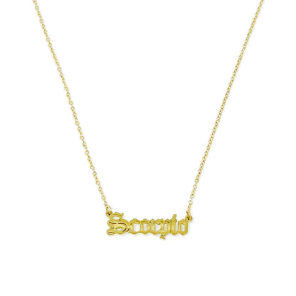 Old English Zodiac Necklace - Walter - Mall