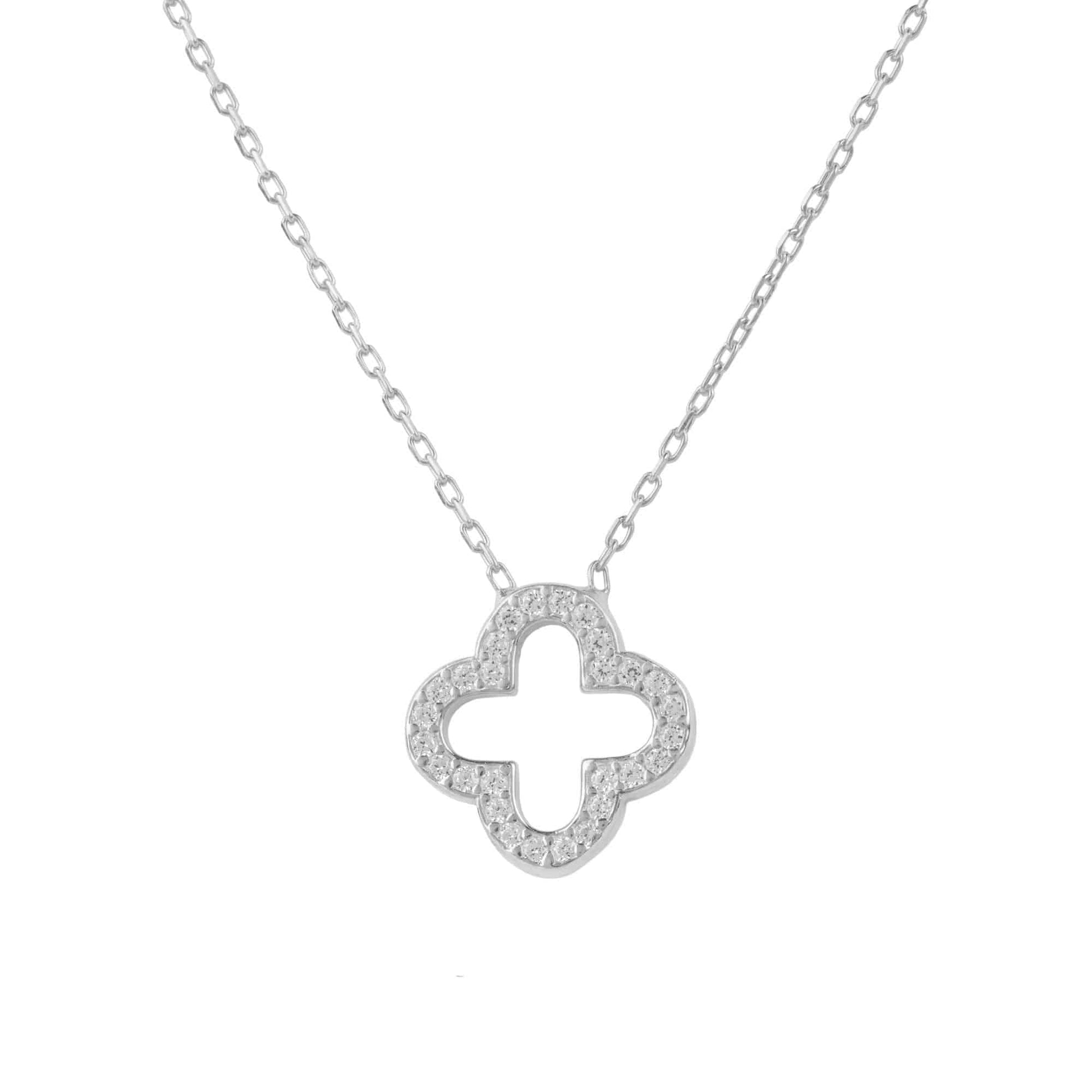 Open Clover Pendant Necklace, jewelry, silver - Walter - Mall