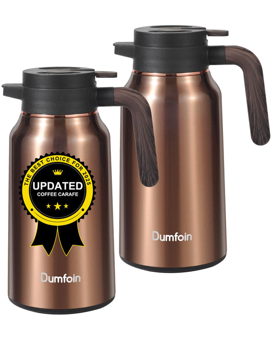 Carafes for Hot Liquids 70 oz - 36 Hour Stainless Steel Thermal Coffee Carafe-Insulated Coffee Carafes For Keeping Hot/Cold Coffee Tea Water Drink Dispenser for Parties(2 gold)