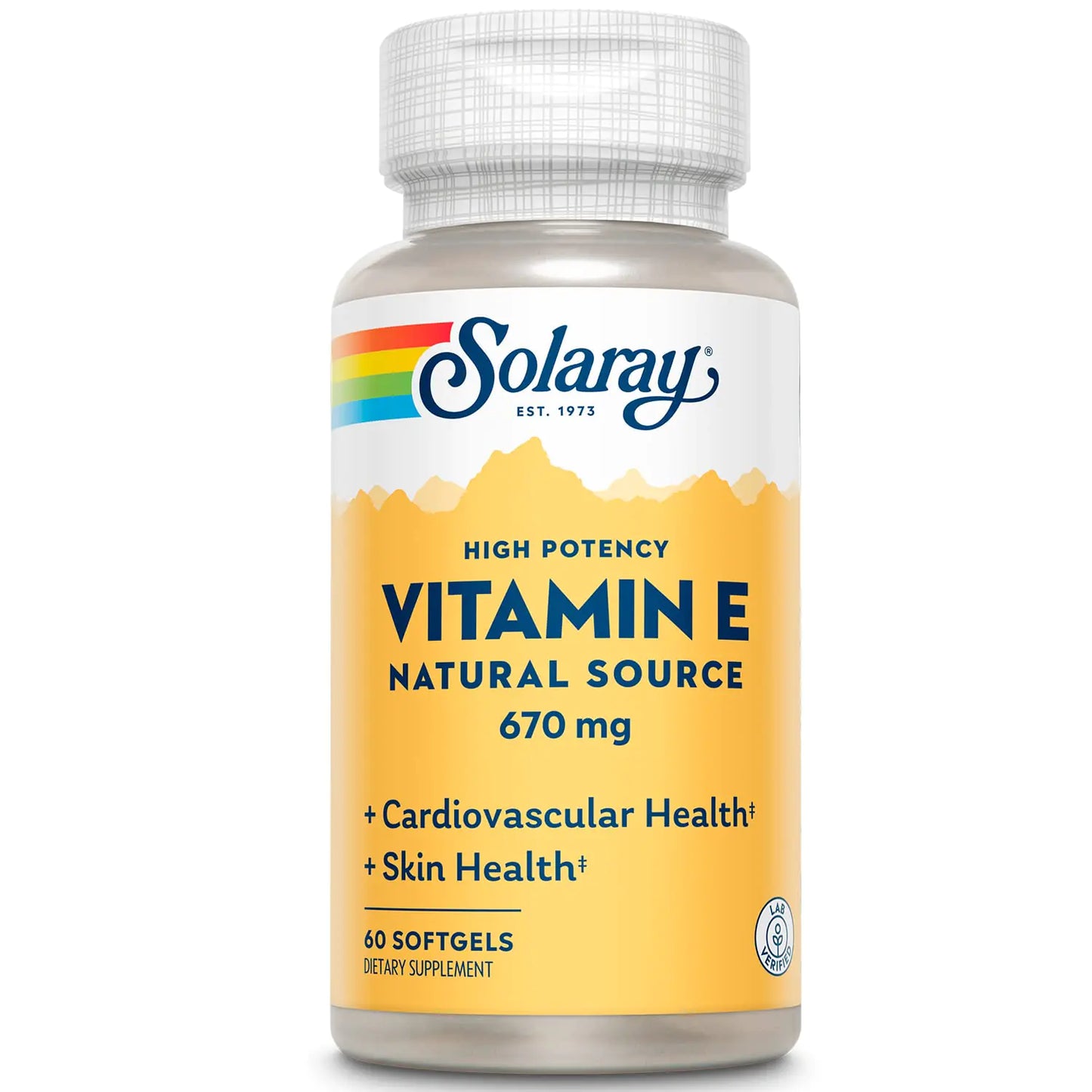Solaray Vitamin E 1000 IU Softgel Capsules 670 mg - d Alpha Tocopherol Vitamin E Supplements - Skin Health Heart Function and Antioxidant Support - 60-Day Guarantee - 60 Servings 60 Softgels