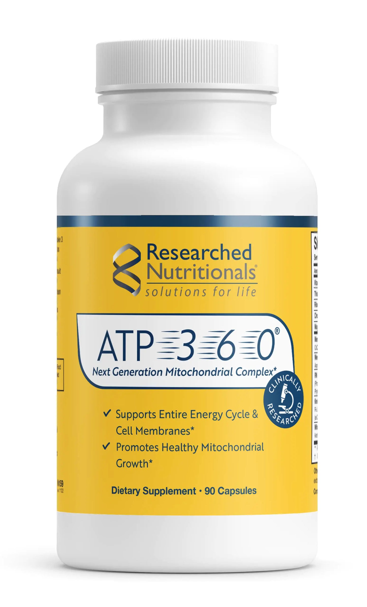 Researched Nutritionals ATP 360 Mitochondrial Supplements - ATP Supplements with Coq 10 & Vitamins for Energy Support - Repair Mitochondrial Membranes & Maximize ATP Production (90 Capsules)