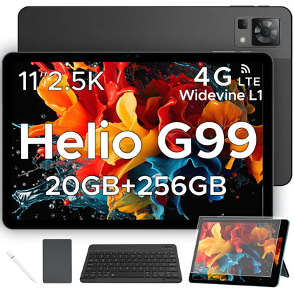 DOOGEE T35 Android 14 Tablet mit Tastatur, 20 GB + 256 GB, 11-Zoll-Tablet, Helio G99 Octa-Core-Tablet, IPS 1600 x 2560 Display, Gaming-Tablet, 4G LTE Cellular Tablet mit Hülle, Maus, Schwarz