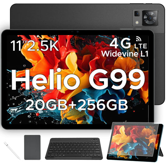 DOOGEE T35 Android 14 Tablet mit Tastatur, 20 GB + 256 GB, 11-Zoll-Tablet, Helio G99 Octa-Core-Tablet, IPS 1600 x 2560 Display, Gaming-Tablet, 4G LTE Cellular Tablet mit Hülle, Maus, Schwarz