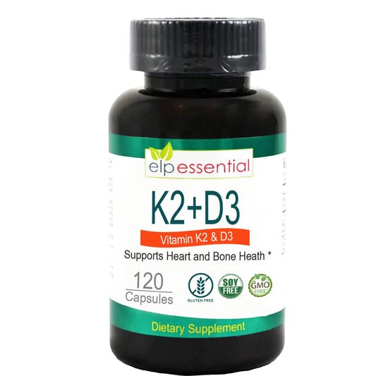 Vitamin K2 with D3 Supplement Bone and Heart Health Capsules K2+D3 Vitamins 120 Capsules