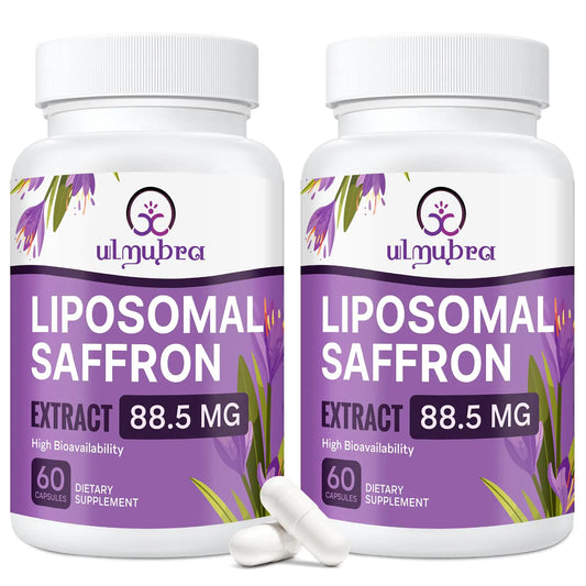 Liposomal Saffron Supplements 88.5 mg Maximum Absorption 100% Pure Saffron Extract Capsules for Mood Energy Vision & Focus - 120 Vegan Capsules