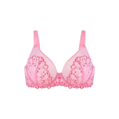 Full Coverage Unlined Underwire Bra, HSIA Winter Sonata Embroidered Lace Trim