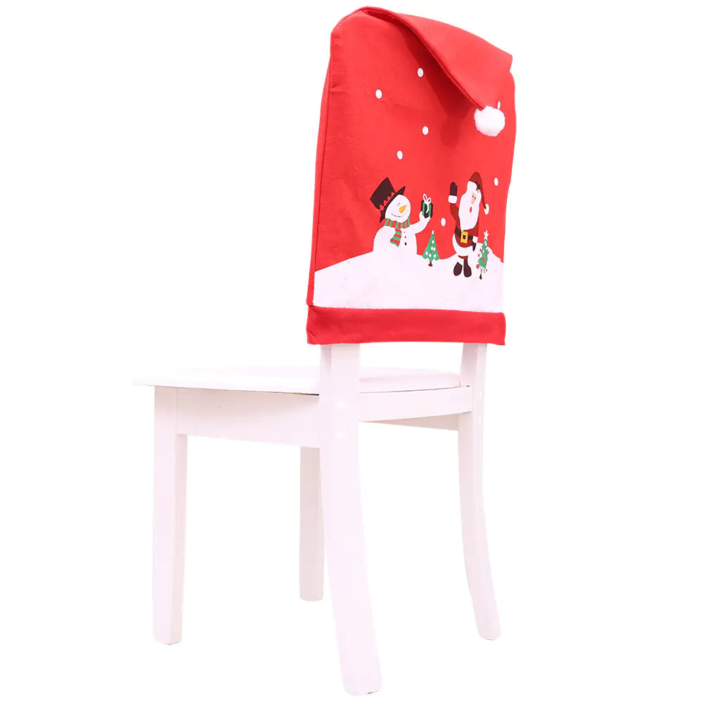Weihnachtliche Stuhlhussen aus Vliesstoff mit Schneemann-Motiv