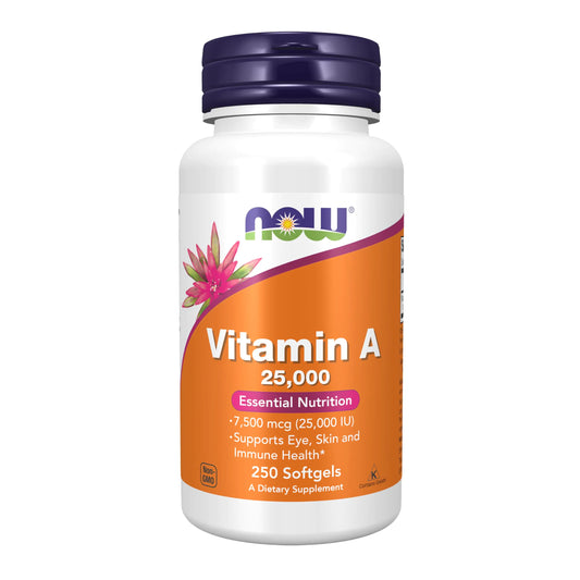 NOW Supplements Vitamin A (Fish Liver Oil) 25000 IU Essential Nutrition 250 Softgels