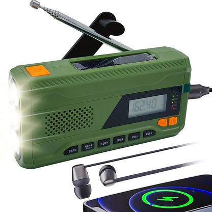 iRonsnow 4500 mAh Solar-Handkurbel-Notfallradio, AM/FM/NOAA-Alarm, tragbares Radio mit Digitalanzeige, LED-Taschenlampe und Kopfhöreranschluss, 3-Wege-betriebener SOS-Alarm für Notfälle im Innen- und Außenbereich