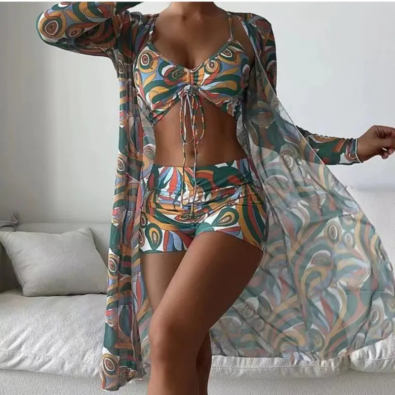2024 Women's Three-Piece High Waist Bikini Set