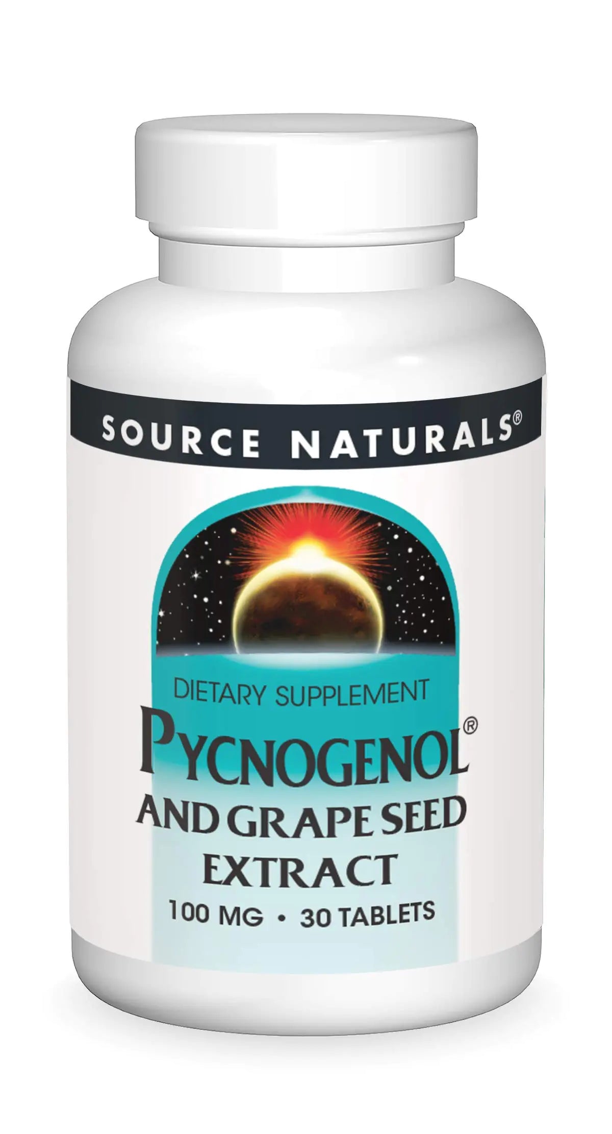 Source Naturals Pycnogenol & Grape Seed Extract 100 mg Dietary Supplement - 30 Tablets - a potent combination of two powerful natural antioxidants*