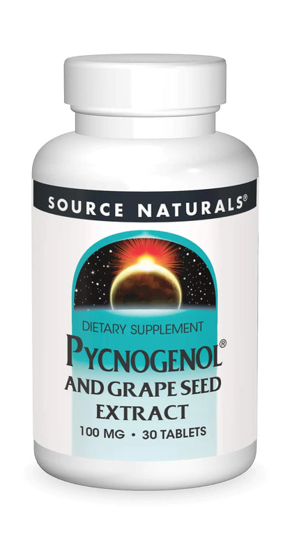 Source Naturals Pycnogenol & Grape Seed Extract 100 mg Dietary Supplement - 30 Tablets - a potent combination of two powerful natural antioxidants*