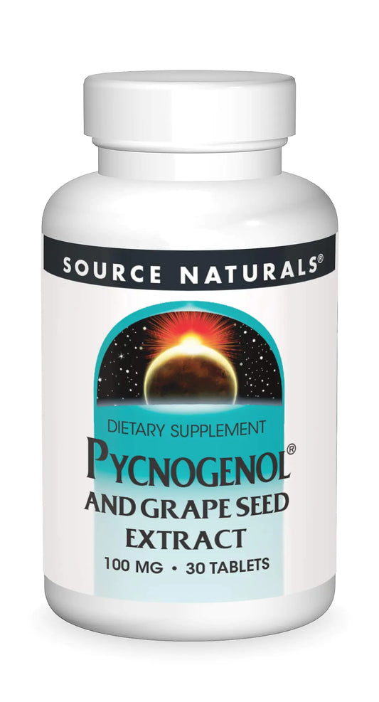 Source Naturals Pycnogenol & Grape Seed Extract 100 mg Dietary Supplement - 30 Tablets - a potent combination of two powerful natural antioxidants*