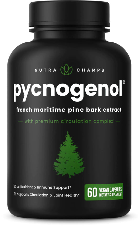 Pycnogenol Extrakt aus französischer Seekieferrinde | Premium-Kreislaufkomplex | Stickoxidproduktion im Blutfluss | Überlegene Absorptionsergebnisse mit schwarzem Pfefferextrakt | Vegan, gentechnikfrei | 60 Kapseln